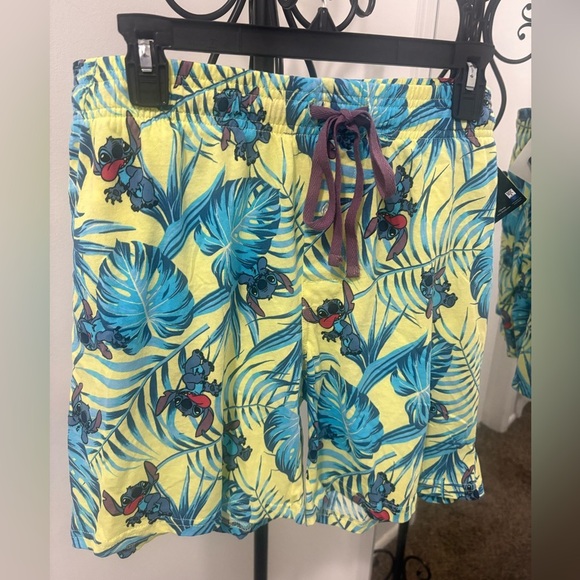 Men’s Disney Lilo Stitch  Yellow and Blue Tropical pajama Shorts - Picture 1 of 10
